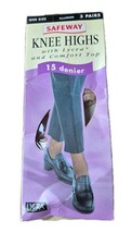 Vintage Safeway One Size Illusion Comfort Top Knee Highs 3 Pairs ~ New