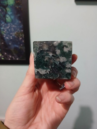 Moss agate cube medium - ,