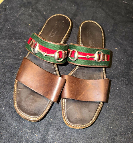 Gucci brown leather green red - gucci,