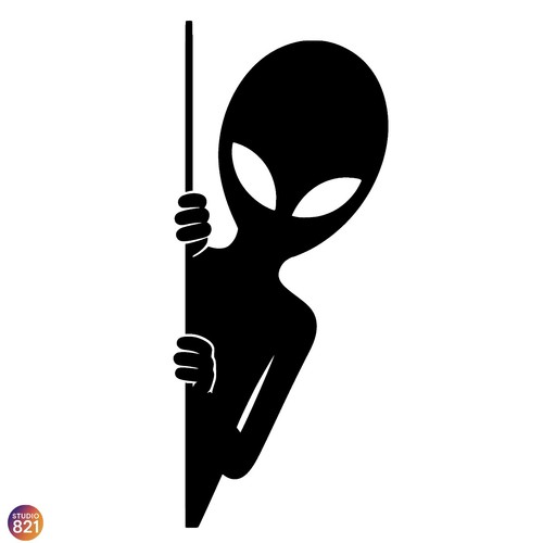 Alien peeking vinyl decal - alien,
