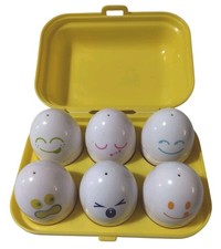 Vintage 1993 TOMY Play n Learn Hide & Squeak Toy Eggs. Shape Sorter. Egg Box.Fun