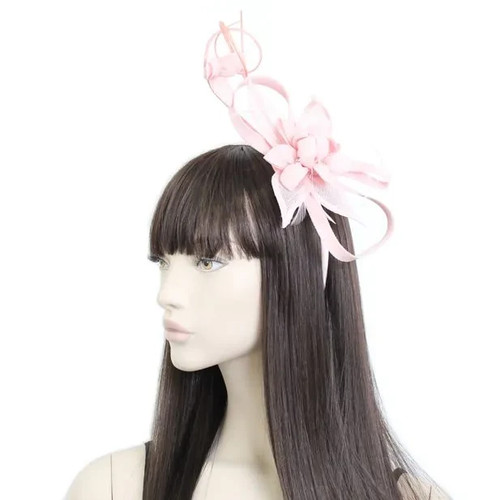 Pink sinamay flower fascinator - pink,
