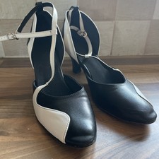 Ladies Black/White Jive, Lindyhop, Salsa, Ballroom Dance Shoes - size 39 uk 6 