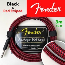 NEW Fender Vintage Voltage Guitar Bass Lead cable 3 metre 10ft Red&Black