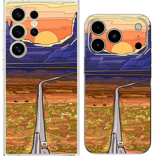 Highway sunset mountains - highway,