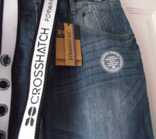 CrossHatch Black Label Baltimore Jeans Blue Size 40 Waist 32 Leg With Belt - New