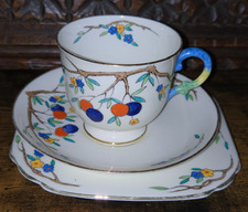 Vintage Tuscan China Plant Cup, Saucer & Side Plate Trio 1936 Art Deco