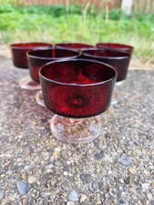 Vintage Luminarc RED Dessert Trifle Sherbet Glasses Set x6 France VGC 70s