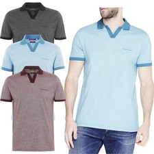 Pierre Cardin Mens Resort Polo Shirt Short Sleeve V-Neck Collar Casual Tee Tops