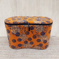 Fab Vintage Mid Century Kidney Shaped Ottoman Blanket Box Orange Moquette