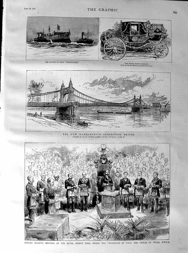 Old antique print 1887 masonic - old,