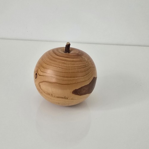 Hand turned wooden apple - turned,