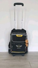 Black Backpack Detachable Rolling Wheels Telescopic Handle Cabin Bag Rain Cover