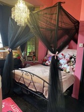 Black Metal 4-Poster Double Bed