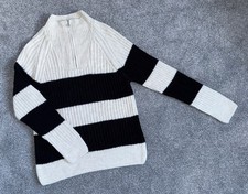 BNWT GEORGE @ ASDA STRIPE RIB KNIT QUARTER ZIP JUMPER SIZE S 8-10 RRP £18