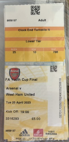 Arsenal west ham ticket fayc - arsenal,