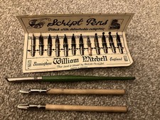 Vintage William Mitchell Round Hand Dip Pen With 12 Nib and 3 Pens