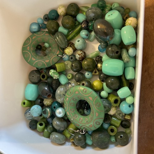 500g vintage green beads stone - green,