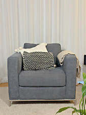 Natuzzi Armchair – Modern Dark Grey Fabric Lounge Chair – Comfortable