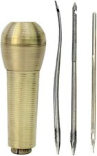 Copper Handle 3 Needles Sewing Awl Hand Stitcher Shoe Repair Tool Canvas Leather