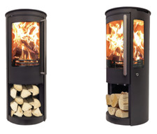 Leaf (Oak) Mulberry Multi-fuel Wood Burning Stove with Log Store 3 side glass
