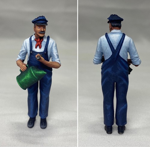 Railway worker with oil - with,
