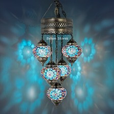 5 Big GLOBES MOSAIC CHANDELIER Turkish Moroccan Handmade Hanging Ceiling,Pendant