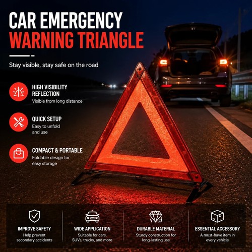 Large warning car triangle - car,