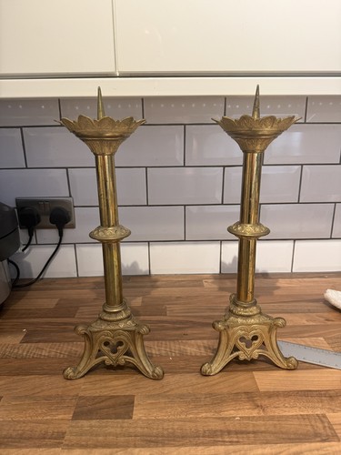 Pair vintage gothic pricket - vintage,