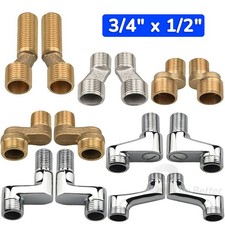 Male Tap Reducer 1/2" x 3/4" BSP Bath Shower Pipe Reduction Dog Legs Eccentric