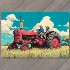 Art Print Red Tractor Farm