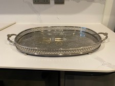 Vintage Sheffield Silver Plated Gallery Serving Tray with Handles