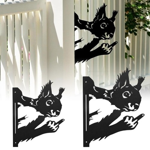 Metal squirrel peeking garden - squirrel,