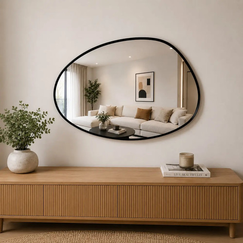 Black framed pebble - black, mirror