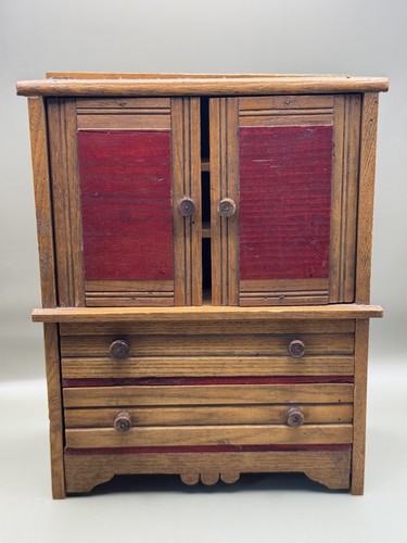 Antique wooden doll cupboard - wooden,