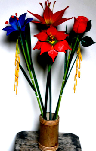 Flower set hand carved - hand,