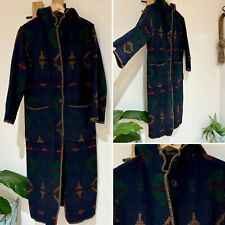 WOOLRICH Vintage Long Tribal Aztec Navajo Western Wool Duster Hooded Carpet Coat