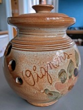 Vintage La Poterie Provence French Studio Pottery Oignon Jar & Lid Onion Pot