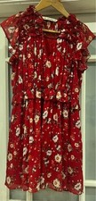 ZARA Basic Red Floral Ruffle