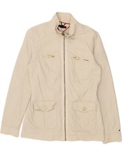 TOMMY HILFIGER Womens Utility Jacket UK 14 Medium Off White Cotton NX10