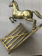 BRASS HORSE STALLION Rearing JUMPING Gate Ornament Figurine VINTAGE 2.9 Kg SOLID