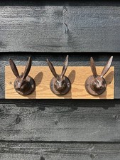 3 Hare Hanging Hook Cast Iron Farmhouse Country Coat Hanger Decor Indoor Outdoor
