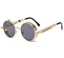 Classic Steampunk Sunglasses for Men and Women Retro Round Metal Frame
