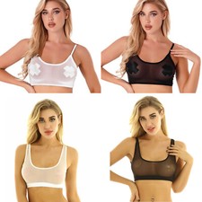UK Womens Sheer Mesh Crop Top