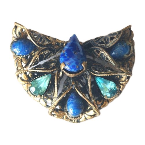 Vintage czech brooch floral - czech,
