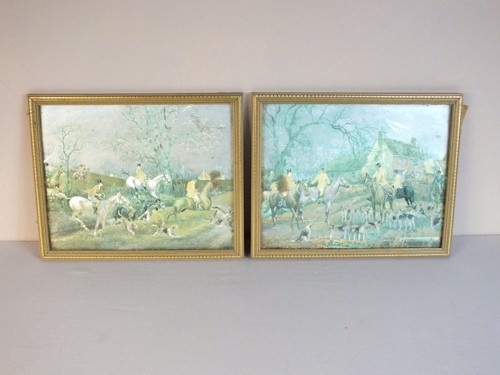 Pair vintage framed fox - of,