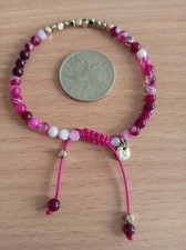 Lola Rose Jewelery Marylebone Pink Persian Agate Bracelet Gold Cubed Centre