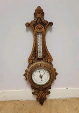 Early 20th Century Oak Cased Banjo Barometer, For Spares Or Repair