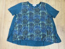 MARY PORTAS PRETTY BOTTLE GREEN PRINT JERSEY LONG TUNIC TOP UK 18 & PLAIN BACK