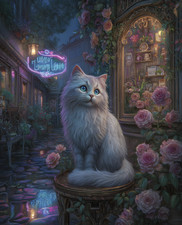 8x10 Cat On Stool In Front Of